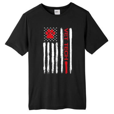 Vet Tech Veterinary Technician American Flag Paw Print Gift Tall Fusion ChromaSoft Performance T-Shirt