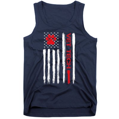 Vet Tech Veterinary Technician American Flag Paw Print Gift Tank Top