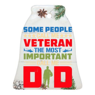 Veteran T Ceramic Bell Ornament