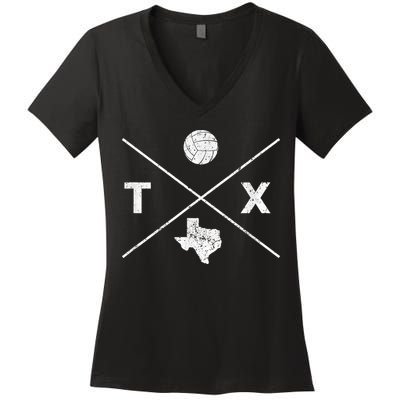Vintage Texas Volleyball Player Coach Distressed Women's V-Neck T-Shirt