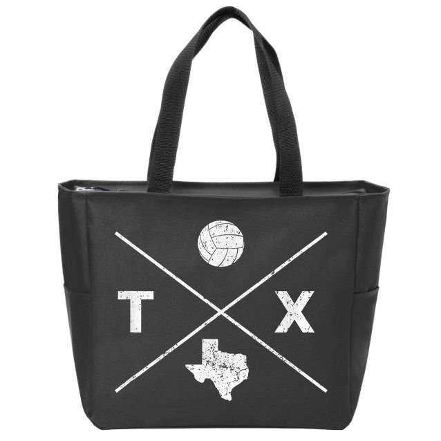 Vintage Texas Volleyball Player Coach Distressed Zip Tote Bag