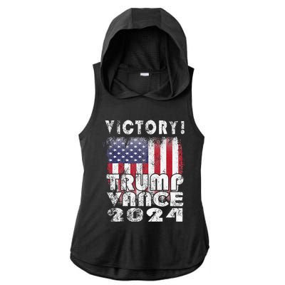 Victory Trump Vance 2024 President Election Celebration Usa Ladies PosiCharge Tri-Blend Wicking Draft Hoodie Tank