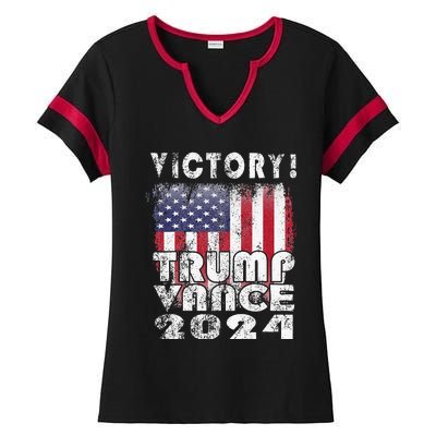 Victory Trump Vance 2024 President Election Celebration Usa Ladies Halftime Notch Neck Tee