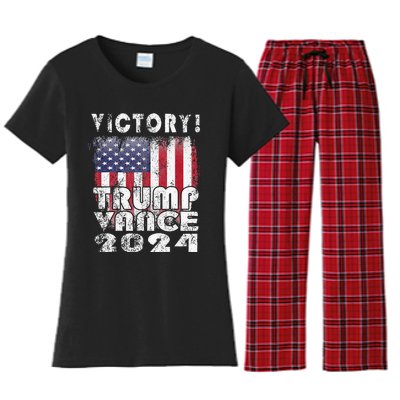 Victory Trump Vance 2024 President Election Celebration Usa Women's Flannel Pajama Set