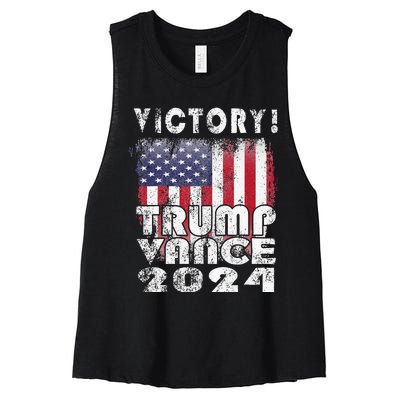 Victory Trump Vance 2024 President Election Celebration Usa Women's Racerback Cropped Tank