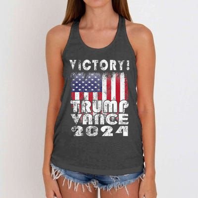 Victory Trump Vance 2024 President Election Celebration Usa Women's Knotted Racerback Tank