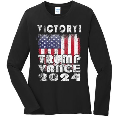 Victory Trump Vance 2024 President Election Celebration Usa Ladies Long Sleeve Shirt