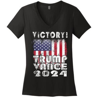 Victory Trump Vance 2024 President Election Celebration Usa Women's V-Neck T-Shirt