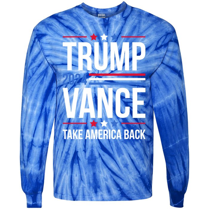 Vintage Trump Vance 2024 For President Trump 2024 Election Gift Tie-Dye Long Sleeve Shirt