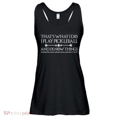 vintage that's what i do i play pickleball and i know things Ladies Essential Flowy Tank