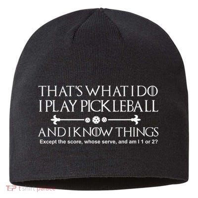 vintage that's what i do i play pickleball and i know things Sustainable Beanie