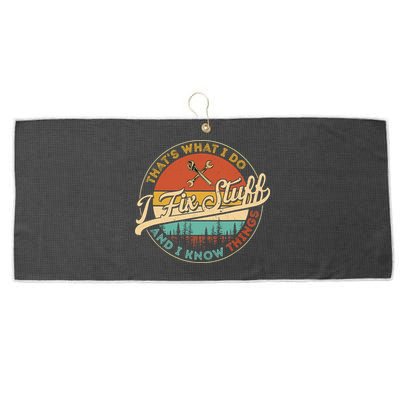 Vintage Thats What I Do I Fix Stuff And I Know Things Large Microfiber Waffle Golf Towel