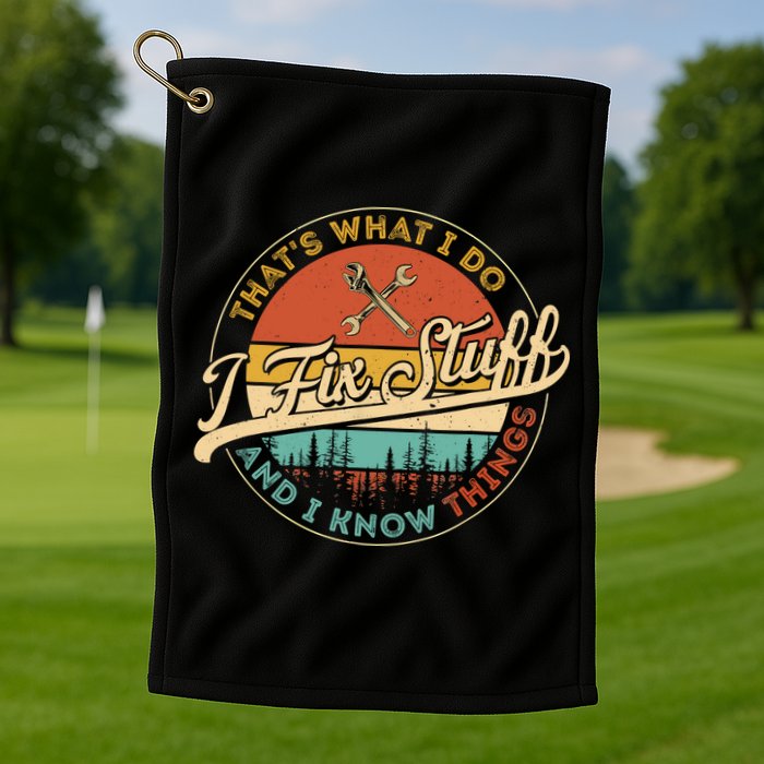 Vintage Thats What I Do I Fix Stuff And I Know Things Golf Towel