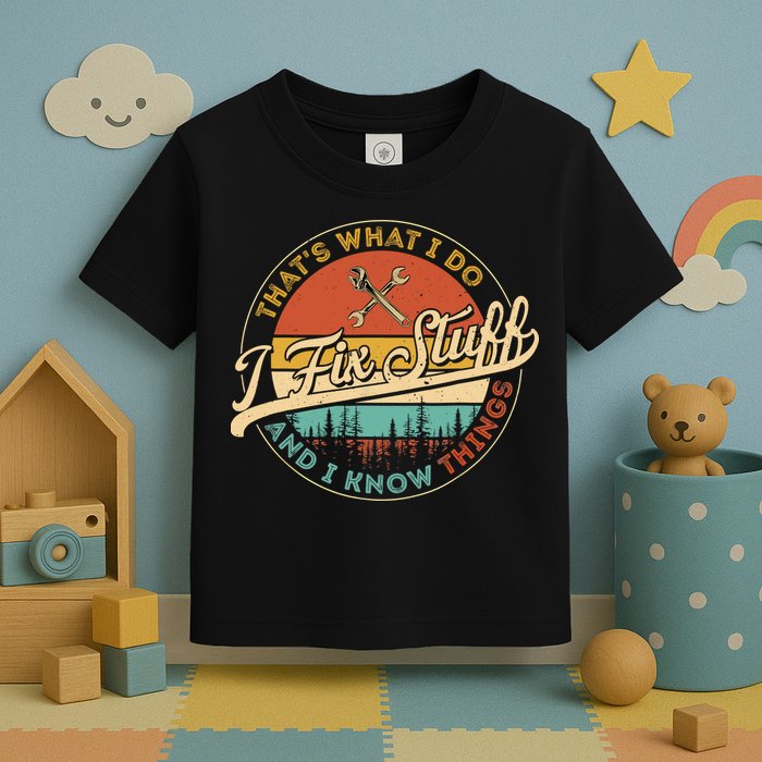Vintage Thats What I Do I Fix Stuff And I Know Things Toddler T-Shirt