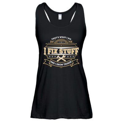 Vintage Thats What I Do I Fix Stuff And I Know Things Ladies Essential Flowy Tank
