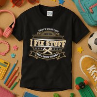 Vintage Thats What I Do I Fix Stuff And I Know Things Kids T-Shirt