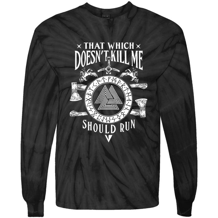 Viking That Which Does Not Kill Me Norse Nordic Tie-Dye Long Sleeve Shirt