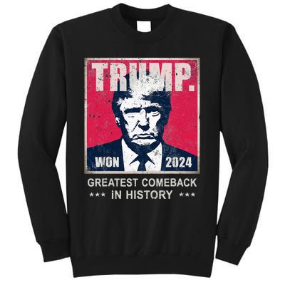 Victory Trump We Won Greatest Comeback Celebrate Felon Team Tall Sweatshirt