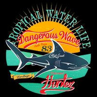 Vintage Tropical Water Life Dangerous Wave Hunter Shark Bucket Hat