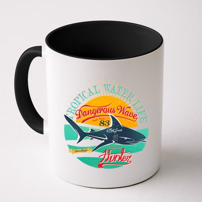 Vintage Tropical Water Life Dangerous Wave Hunter Shark Mug