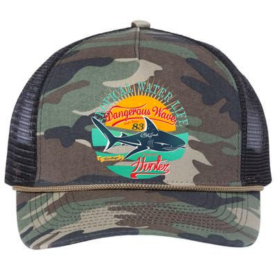 Vintage Tropical Water Life Dangerous Wave Hunter Shark Retro Rope Trucker Hat Cap