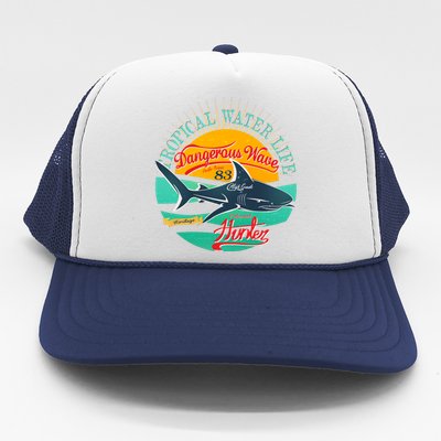 Vintage Tropical Water Life Dangerous Wave Hunter Shark Trucker Hat