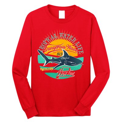 Vintage Tropical Water Life Dangerous Wave Hunter Shark Long Sleeve Shirt