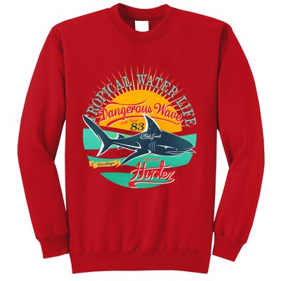 Vintage Tropical Water Life Dangerous Wave Hunter Shark Sweatshirt
