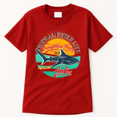 Vintage Tropical Water Life Dangerous Wave Hunter Shark Tall T-Shirt