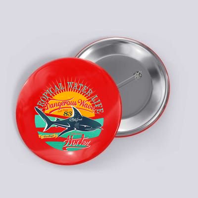 Vintage Tropical Water Life Dangerous Wave Hunter Shark Button