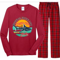 Vintage Tropical Water Life Dangerous Wave Hunter Shark Long Sleeve Pajama Set