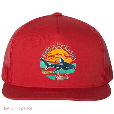 Vintage Tropical Water Life Dangerous Wave Hunter Shark Flatbill Hat