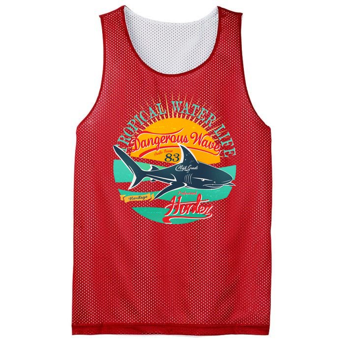 Vintage Tropical Water Life Dangerous Wave Hunter Shark Mesh Reversible Basketball Jersey Tank