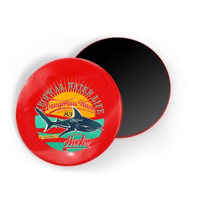 Vintage Tropical Water Life Dangerous Wave Hunter Shark Magnet