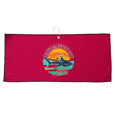 Vintage Tropical Water Life Dangerous Wave Hunter Shark Large Microfiber Waffle Golf Towel
