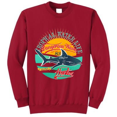 Vintage Tropical Water Life Dangerous Wave Hunter Shark Tall Sweatshirt