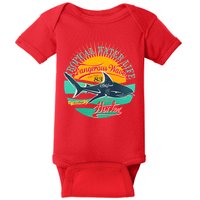 Vintage Tropical Water Life Dangerous Wave Hunter Shark Baby Bodysuit