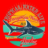 Vintage Tropical Water Life Dangerous Wave Hunter Shark Baby Bodysuit