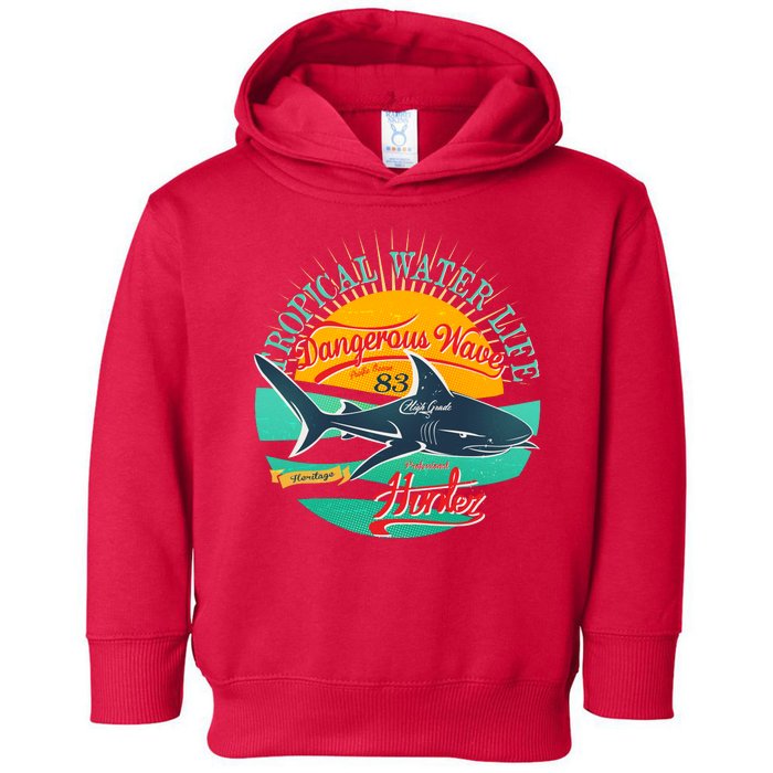 Vintage Tropical Water Life Dangerous Wave Hunter Shark Toddler Hoodie