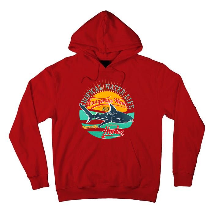 Vintage Tropical Water Life Dangerous Wave Hunter Shark Tall Hoodie