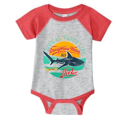 Vintage Tropical Water Life Dangerous Wave Hunter Shark Infant Baby Jersey Bodysuit