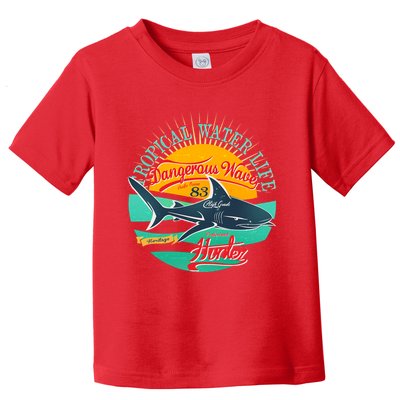 Vintage Tropical Water Life Dangerous Wave Hunter Shark Toddler T-Shirt
