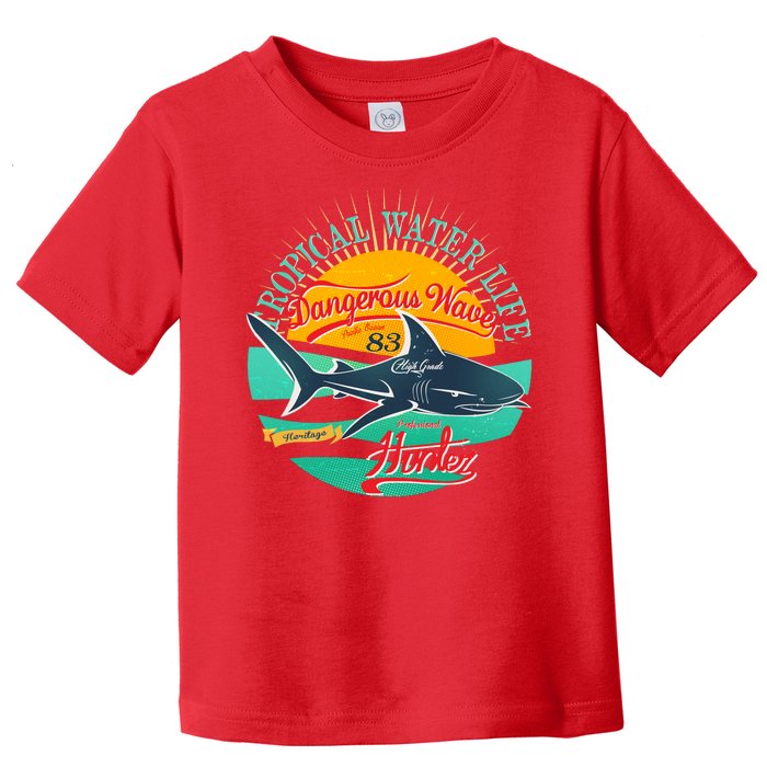 Vintage Tropical Water Life Dangerous Wave Hunter Shark Toddler T-Shirt