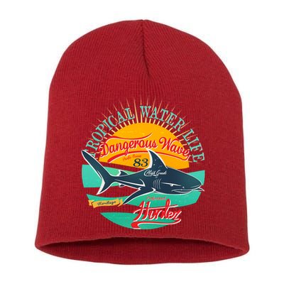 Vintage Tropical Water Life Dangerous Wave Hunter Shark Short Acrylic Beanie