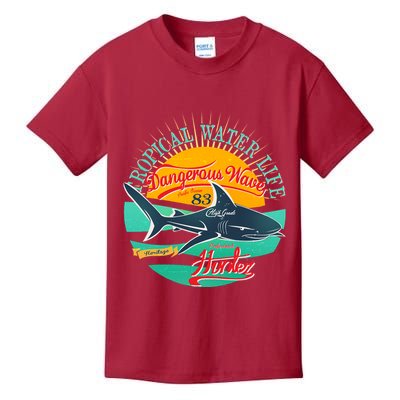 Vintage Tropical Water Life Dangerous Wave Hunter Shark Kids T-Shirt