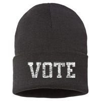 Vote T Women Civic Action 2024 Election Distressed Sustainable Knit Beanie