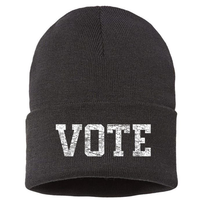 Vote T Women Civic Action 2024 Election Distressed Sustainable Knit Beanie