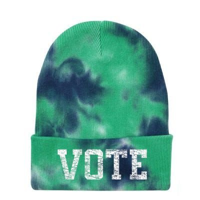 Vote T Women Civic Action 2024 Election Distressed Tie Dye 12in Knit Beanie