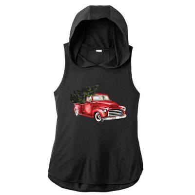 Vintage Truck Wagon Christmas Tree Xmas For Farmer Ladies PosiCharge Tri-Blend Wicking Draft Hoodie Tank