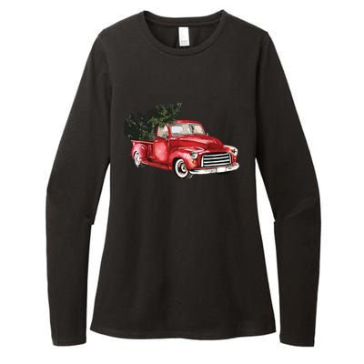 Vintage Truck Wagon Christmas Tree Xmas For Farmer Womens CVC Long Sleeve Shirt